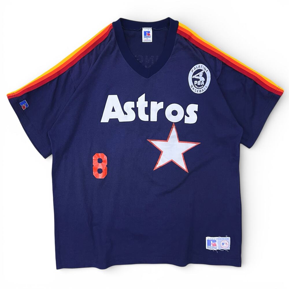 Vintage Russell Athletic Houston Astros Striped TShirt MLB Baseball Softball USA